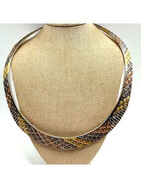 VTG Sterling Silver 925 Tri Color Omega Chain Necklace Size 17" Length